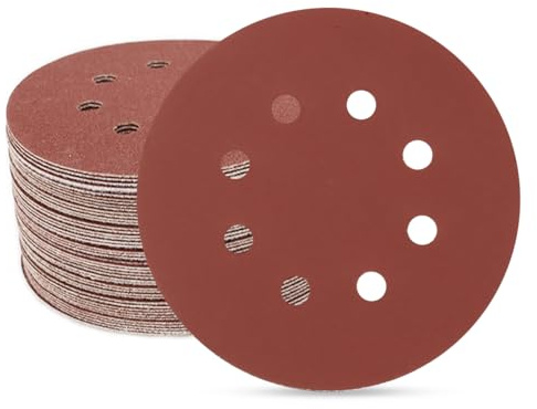 SUPBICCO Lot de 50 disques abrasifs ronds à 8 trous de 12,7 cm avec crochet et boucle, grain 800, tampons de papier abrasif en oxyde d'aluminium pour ponceuse orbitale aléatoire
