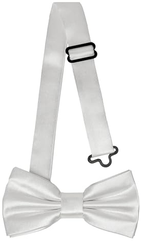 Laddheid barn pojkar fluga – förbunden, justerbart band, glänsande design, perfekt för bröllop, födelsedag, skolstart – hållbar och snygg storlek 10 cm x 5 cm BKS, silver, 10cm x 5cm