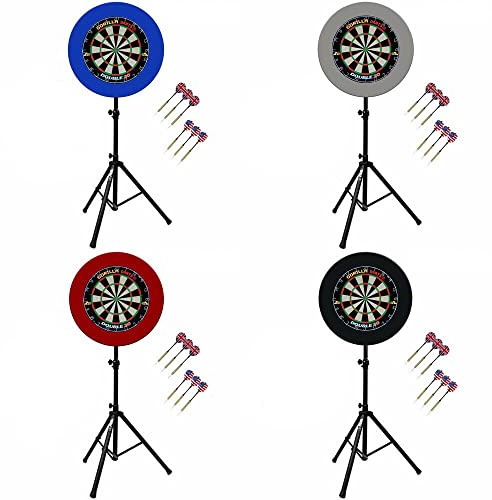 Gorilla Darts Set Double 20 Dartboard PU Plain Surround Arrow Pro Tripod Stand