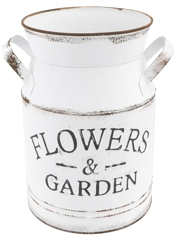Amosfun Metal Vase, Small Galvanized Arrangement for Dry Flowers, Farmhouse Vintage Vase With Handle, Buckets for Home Decoration (20cm)