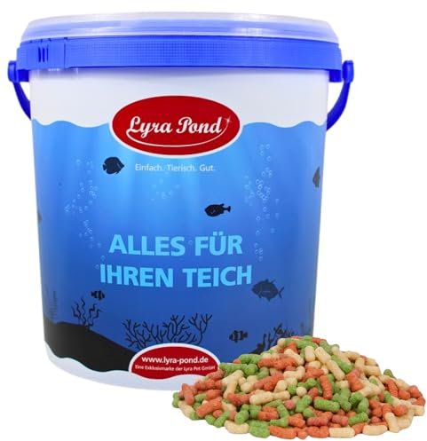 Lyra Pond® 10 L Pond Colour Sticks Mix im Eimer | Mehrfarbiges Fischfutter mit Spirulina | Leicht verdauliches Teichfutter | Kräftigt die Farben des Fisches | Artgerechtes Futter für Teichfische