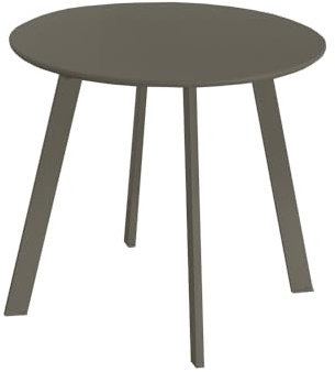 LOLAhome Mesa Auxiliar Marzia lacada Marrón Topo | Ø50x44 cm | De Acero con Revestimiento epoxi anticorrosión Interiores y Exteriores, jardín, terraza y balcón
