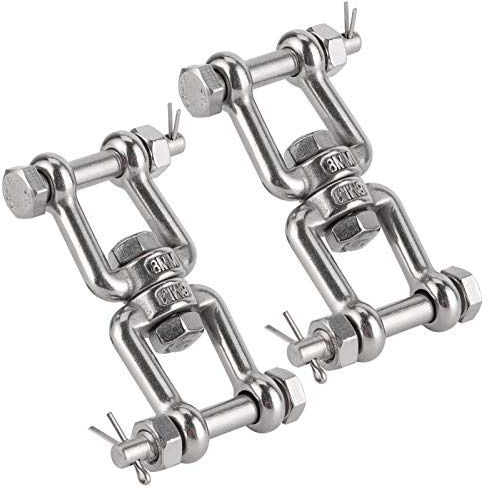 Tbest Schäkel, 2 Stück -Drehschäkel aus 304 Edelstahl, Drehbarer Ringverbinder mit Versicherung M8