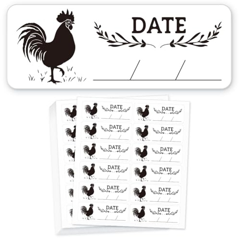 GOMAKERER 180 Pcs Farm Eggs Laid on Stickers Collected Date Writable, 2.5x6.7cm Chicken Egg Carton Labels PET Adhesive Egg Packaging Stickers for Egg Carton Box Container
