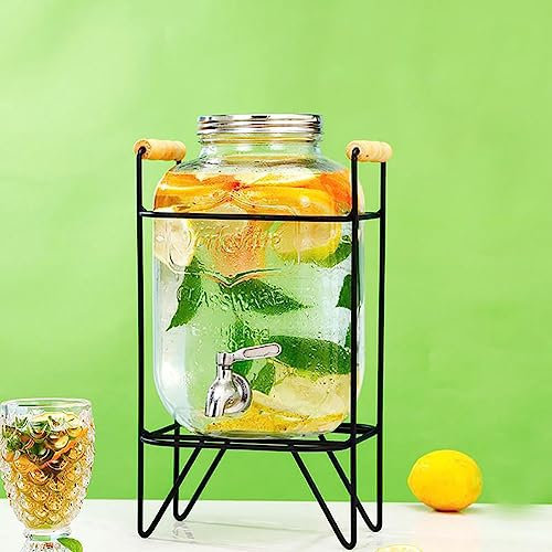 3L/4L/5L Getränkespender aus Glas, Getränkespender für Partys, mit Deckelhahn, auslaufsicherer Kaltgetränkespender, für Wasser, Saft, Bier, Kaffee, Wein, Schnaps 5L