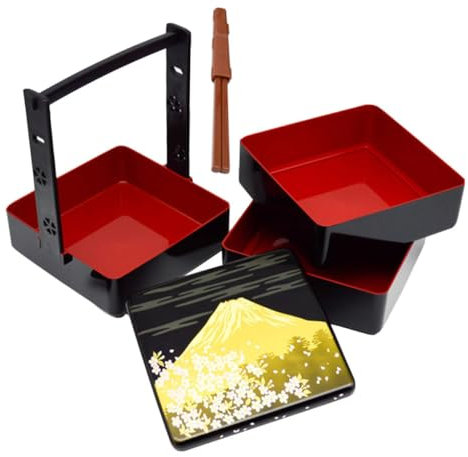 LALADEFIEE Boîte à Bento Japonaise à Niveaux Abs Boîte à Déjeuner Multi-fonctions Pour Travail Conteneur Alimentaire Élégant Noir Et Rouge
