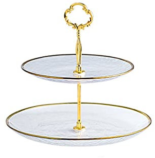 Alzata di vetro a doppio strato di stile europeo per la decorazione di nozze e l'esposizione del dessert