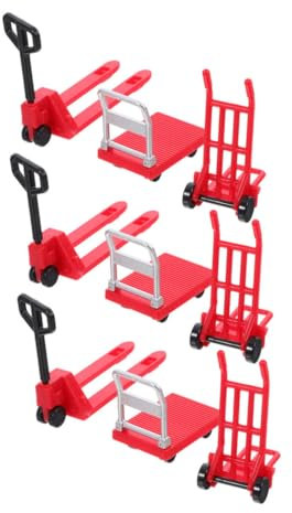TOYANDONA 3 Ensembles Voiture Miniature Mini de Chariot à Plate-Forme modèle de Chariot élévateur de fête Chariot de Transport de Construction Signe de Mini-Voiture Rouge