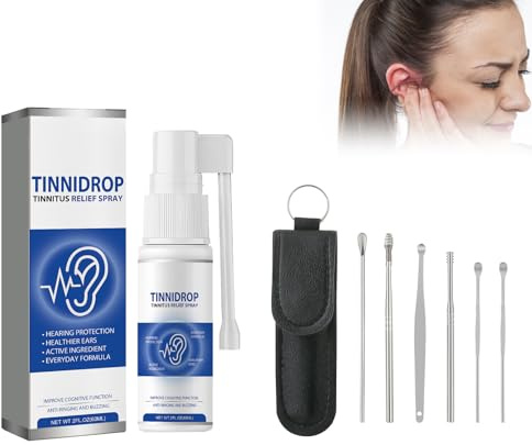 Rostblant 60ML Tinnitus Relief Spray Wird mit einem Satz Ohrlöffel geliefert, innitus Relief für Ringing Ears, Tinnitus Ohrentropfen, unterstützt bei Ohrengeräuschen & Schwindel
