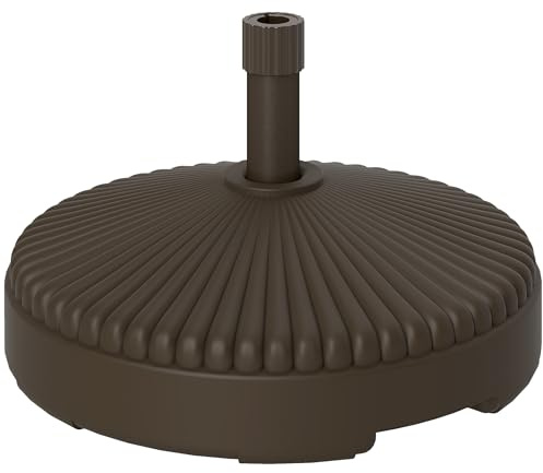 Outsunny Support de base de parasol de jardin, 28 kg rempli de sable, 23 kg rempli d'eau, pied de parasol extérieur, poids du pied de parasol extérieur, marron