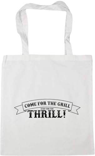 Hippowarehouse Come for the grill, stay for the thrill Tote Shopping Gym Beach Bag 42cm x38cm, 10 litres