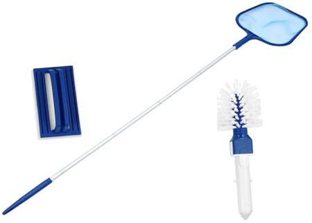 KONTONTY Pool Cleaning Kit Fine Mesh Net Pool Leaf Rake and Cleaning Brush for Swimming Maintenance for Removing Debris and Surfaces