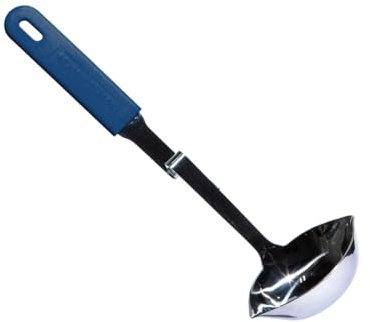 Souper Cubes + Lori Greiner No Mess Stainless Steel Soup Ladle - Blueberry | Metal Soup Ladle with Pouring Lip & 100% Platinum-Cure Silicone Handle, No Mess Design that Hooks on Side of Any Pot