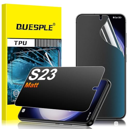 QUESPLE [2 Stück] Matt Privacy Schutzfolie für Samsung Galaxy S23, 28° Anti Spähen Matte Blendschutz Sichtschutz, Fingerabdruck-ID Unterstützen Weich TPU Displayschutzfolie Anti-Spy Folie﻿