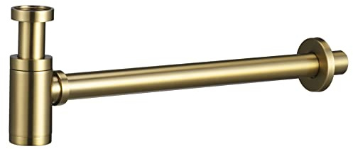 IMEX Rund Sifon SCL002 | S.304 rostfritt stål och Zamak | Elegant finish | Avtagbar bas | Enkel rengöring (borstat guld)