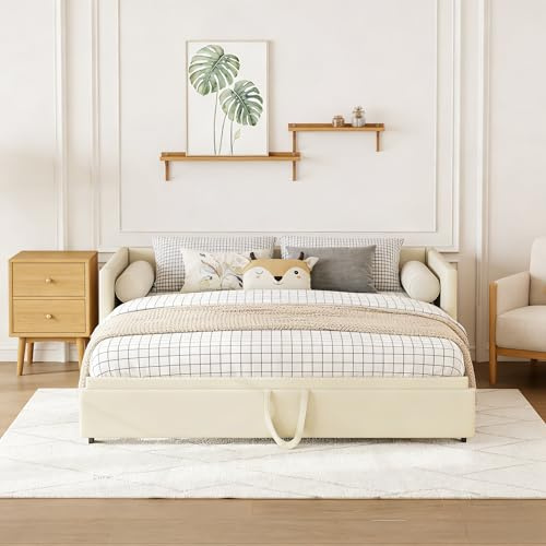 Soffa dubbelsäng 90/180 x 200 cm, dagsäng utdragbart hudvänligt sammetstyg bäddsoffa för 2 personer, utdragbar för dubbelsäng, utan madrass (avsnitt B)