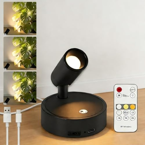 Kambo LED Kabellose Spotlichter, Magnetmontage Wandlampe, Akku Spot 4000mAh | Bodenstrahler Touch + Fernbedienung, Timer Für Pflanzenbild, Kunstwerk, Schrank, Zimmer, Wohnzimmer，1 Stück