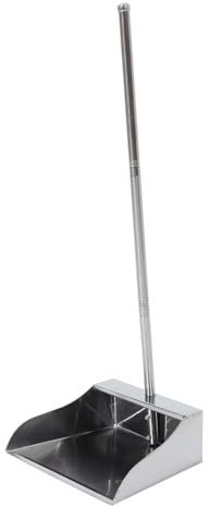WRITWAA Stainless Steel Dustpan Large Upright Garbage Dustpan Long Handle Thickened Home Cleaning Refuse Container for Household Use