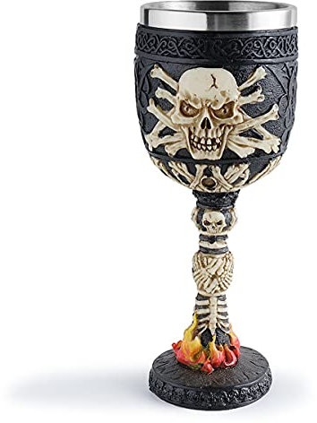 ZOUTACHENG Novelty Bar Wine Glass Wine Tankard 3D Skeleton Goblet Medieval Drinking Cup 3D Design Creepy Stainless Steel Skull Gothic Goblet Medieval Wine Glass (Color : Painted Size : 7x18cm)