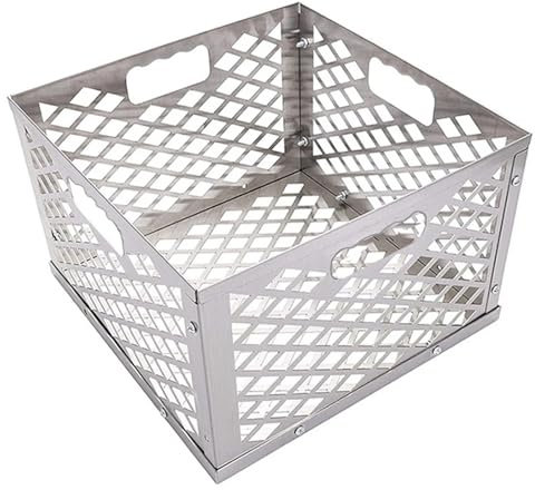 USOHJZ Cestas para CarbóN 1 Uds. Cesta for Caja de Fuego de carbón for ahumador Compensado de Acero Inoxidable Plateado, Cesta for carbón Plateada