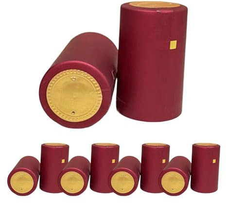 MagiDeal Lot de 100 Capsules de Vin Thermorétractables En Pvc, Sûr Non Toxique, Vin Bouchons Rétractables Capsules, Wrap Caps Vin Capsules, pour Bouteilles de Vin, La Maison Ou Le Bar, Rouge
