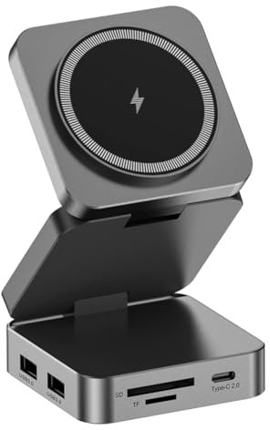 Sxmrmnx Estación de acoplamiento 10 en 1 de aleación de aluminio, succión magnética, inalámbrica, concentrador de carga rápida, hub USB externo para computadora