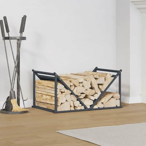 Étagère à bois de cheminée en Métal, Support à Bois de Chauffage, Range-Bûches Porte-Bûches pour Intérieur et Extérieur, Stockage de Bois, anthracite 70x43x34,5 cm