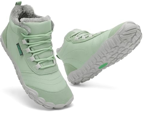 SAGUARO Donna Barefoot Scarpe Invernali Stivaletti Imbottiti Calde Scarponcini Invernali Stivali da Neve Scarponi per Uso Quotidiano & Tempo Libero Verde, Gr.38
