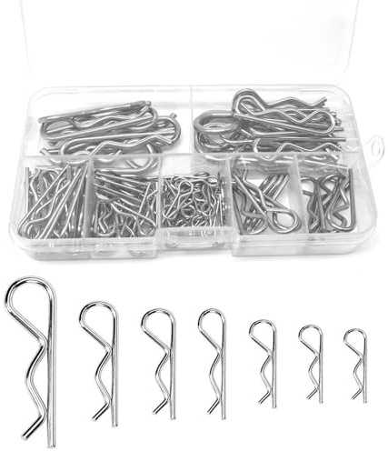 110 Pièces Kit Goupilles Fendues & R Clips Goupilles Acier 304 Anti-rouille, Adapté à Voiture/Camion/Machine