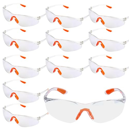 Eidoct 12 Pack Clear Safety Glasses, Kids Safety Goggles Anti, Protective Glasses for Work Construction Laboratory Outdoor Sports Suitable for Welding, Construction, Laboratory, Chemicals, and More