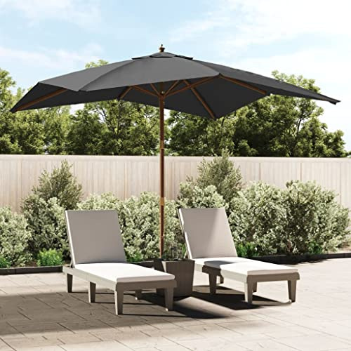 INLIFE Parasol de Jardin avec mât en Bois Anthracite 300x300x273 cm