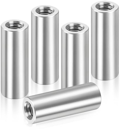 Tornillos de conexión M6 × 30 mm - Casquillos roscados de acero inoxidable 304, tuercas de conexión redondas, buje espaciador roscado, acoplador roscado, para muebles, maquinaria, electrónica y