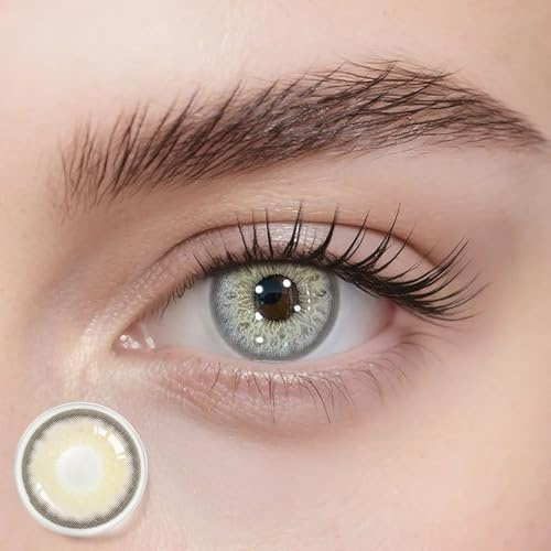 Freshlens Graue Kontaktlinsen ohne Stärke – Hellgrau mit Veil-Effekt & weichem Verlauf – Sanfter Gray Eyes Look – 14.0 mm – Cloud Veil Grey