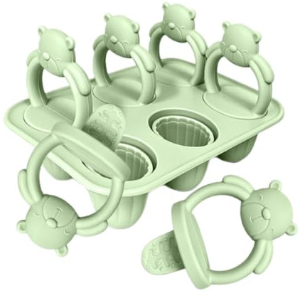 Bsbkoj Molde para Helados de Agua Congelador, Herramienta Reutilizable de Silicona con 6 Cavidades, Fabricante De Polos De Hielo Para Dentición Infantil, para Puré de Frutas Leche Materna Queso Yogurt