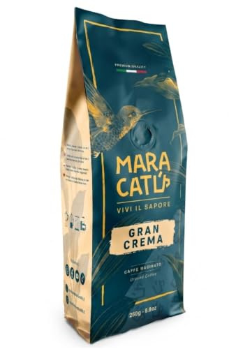 Maracatú Gran Crema Caffè Macinato 6x250g, 1.5kg – Cremoso e Corposo - Intensità 8/10, ideale per moka e macchine espresso, con un profilo morbido e senza eccessiva amarezza.