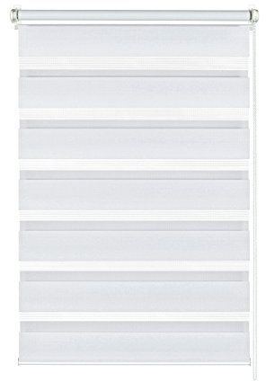 Gardinia Doppelrollo zum Klemmen oder Kleben, Duo-Rollo/Seitenzugrollo, Transparente und blickdichte Streifen, Alle Montage-Teile inklusive, Weiß, 90 x 220 cm (BxH), 31310