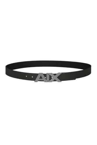 Armani Exchange Herren Essential, Double Face, Metal Silver Logo Belt