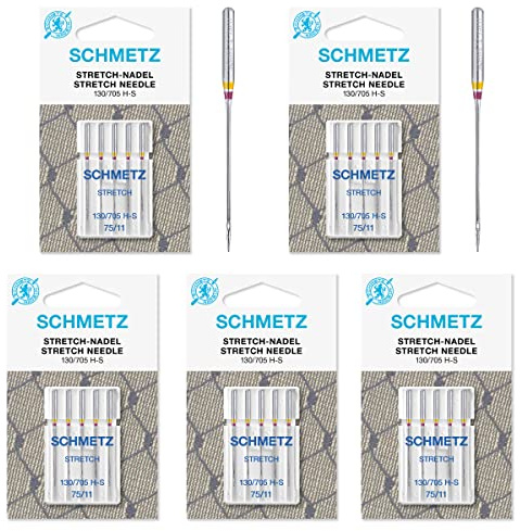 SCHMETZ 25 Nähmaschinen-Nadeln Flachkolben 130/705 H-S Stretch (Stärke 75)