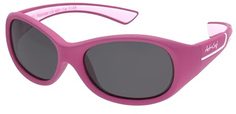 Kids @School Lunettes de soleil sportives pour enfants | Fille et Garçon | Protection 100 % UV 400 | polarisées | indestructibles en caoutchouc souple | 5-10 ans | seulement 22 grammes (Violet / Rose)