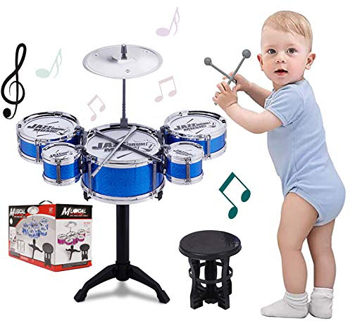 SKLOER Kids Drum Set Toddler Instrument Set Educational Percussion Stimulating Children’s Creativity Drum Set for Kids Boys and Girls Blue