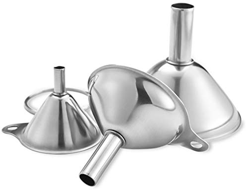 Hoshen 3 Embudo De Cocina De Acero Inoxidable Encajable De Tres Piezas (Grande, Mediano Y Pequeño) Para Transferir Ingredientes Líquidos y Secos