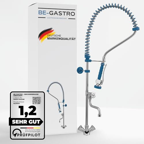 BE-GASTRO® | Profi Geschirrbrause Gastro Wasserhahn Spülbrause Drehgriff | Gastroarmatur, Vorspülarmatur, Spültischarmatur, Küchenarmatur, Gastro Mischbatterie, 1/2 Zoll, Gastronomie, Brausearmatur