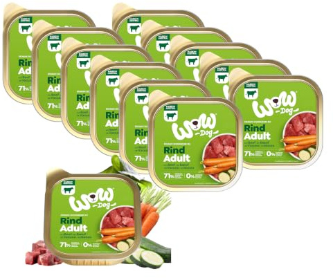 WOW Dog Hunde-Nassfutter mit Rind 11 x 150g | ohne Getreide & Zucker