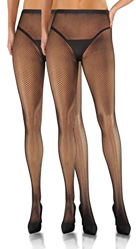 sesto senso 2 par nätstrumpbyxor finmaskiga sexiga nätstrumpor för kvinnor nätstrumpor, 2-pack – svart, M-L