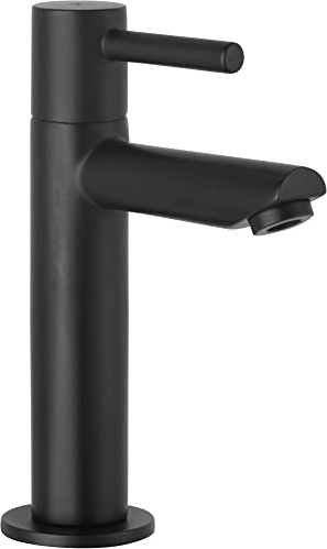 Saqu Shine Kaltwasserhahn - 15.5 cm erhöhter Waschtischarmatur für Gaste WC - Messing - Pflegeleichter Chrombeschichtung - Matt Schwarz - Waschbecken - Armatur