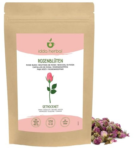 IDDA Herbal Boutons de Roses Séchées 125g, Boutons de Rose Entiers à Infuser, Tisane à la Rose