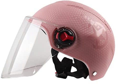 Open Face Helm Scooter Motorrad Helm Offenes Jet Helm Damen Retro Motorrad Mofa Helm Herren Halbschale Helm Vintage Halboffenes Gesicht Schützen Helm ECE-Zertifizierung Erwachsener,Rosa