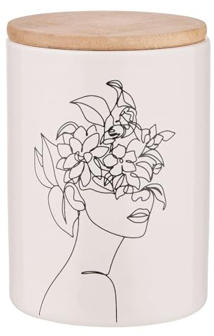 BUTLERS Aufbewahrungsdose Steinzeug - QUEEN IT - mit Silikondichtung | Farbe Grau - Line Art - 700 ml - Vorratsdose für Kaffeebohnen & Tee - Steinzeugdose zur Frischhaltung