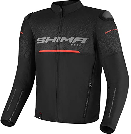 SHIMA Drift Motorbike Jackets for Men AirForce Back Protector Armour Riding Motorcycle Jacket Summer Bikers Ventilated Lightweight Armoured Textile Motorcycles (Mens, Black, XXL)
