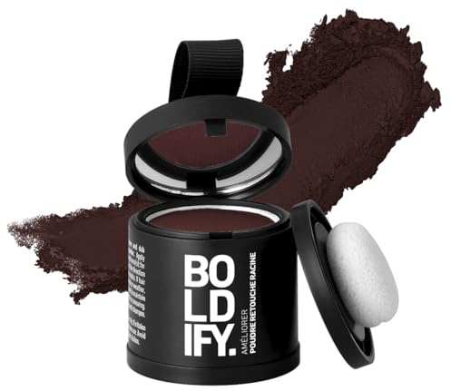 BOLDIFY Ansatzpuder ﻿Großpackung - Haar Concealer zur Haarverdichtung für Frauen und Männer, Grauabdeckung für 24h, wasserfestes Haar Make-up zum Ansatz kaschieren (Dunkel Kupferbraun)